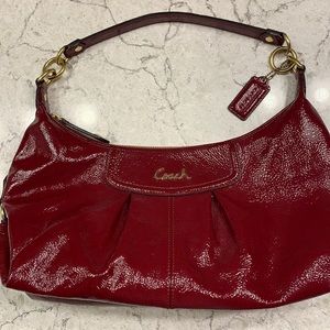 Red patent leather Coach Hobo bag